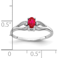 14K White Gold 5x3mm Oval Ruby & Round Diamond Ring - 0.32 Carat Ruby, 0.01 Carat Diamonds by Monteluci Fine Jewelry