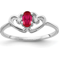 14K White Gold 5x3mm Oval Ruby with Round Diamonds Ring - 0.32 Carat Ruby, 0.03 Carat Total Diamond Weight by Monteluci Fine Jewelry