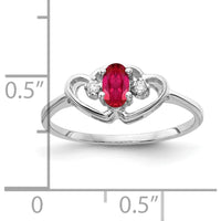 14K White Gold 5x3mm Oval Ruby with Round Diamonds Ring - 0.32 Carat Ruby, 0.03 Carat Total Diamond Weight by Monteluci Fine Jewelry