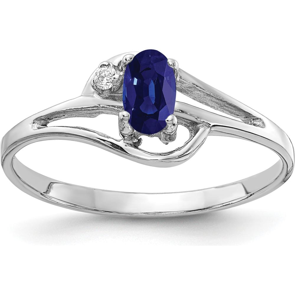 14K White Gold 5x3mm Oval Sapphire AA Diamond Ring - 0.36 Carat Total Gemstone Weight by Monteluci Fine Jewelry