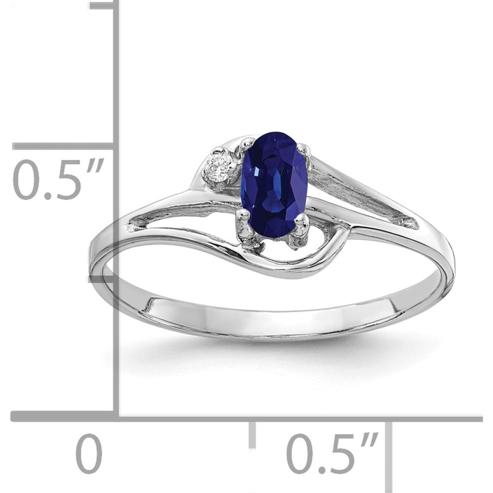 14K White Gold 5x3mm Oval Sapphire AA Diamond Ring - 0.36 Carat Total Gemstone Weight by Monteluci Fine Jewelry
