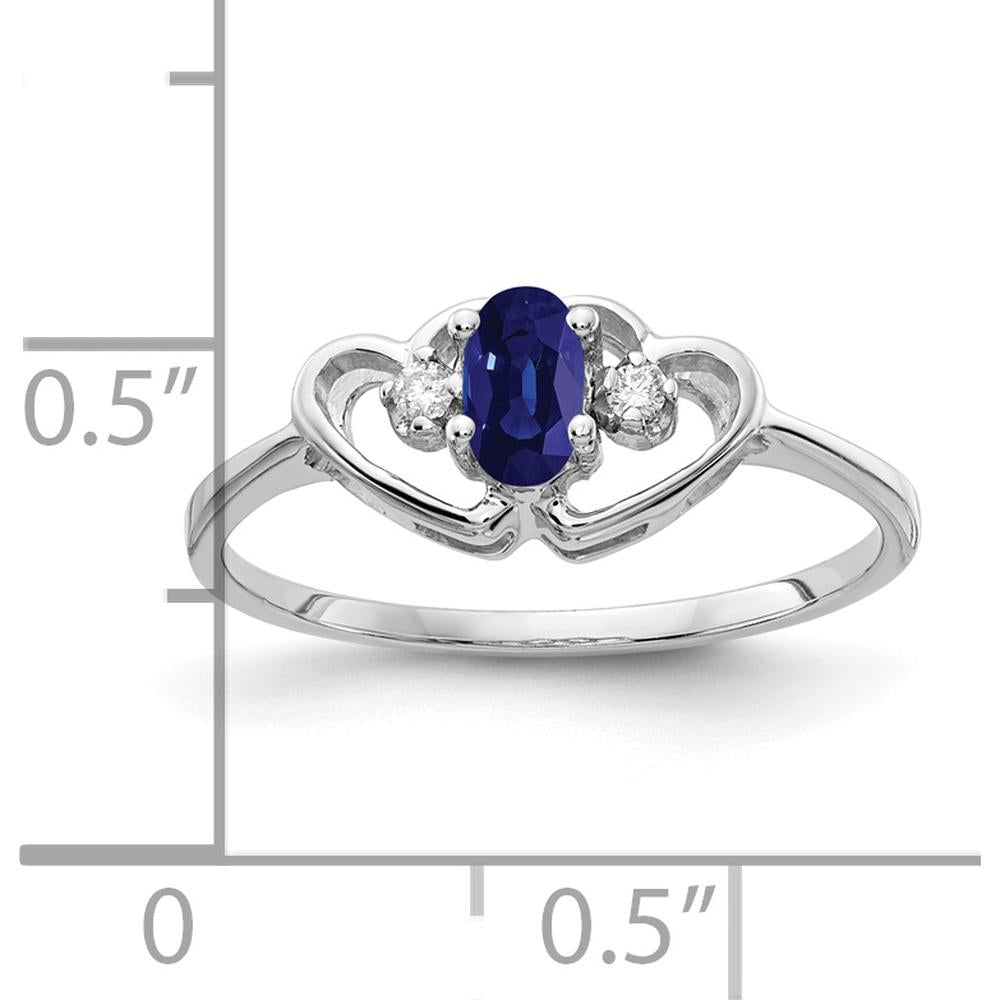 14K White Gold 5x3mm Oval Sapphire with Round Diamond Ring - 0.35 Carat Sapphire, 0.03 Carat Diamond Total Weight by Monteluci Fine Jewelry
