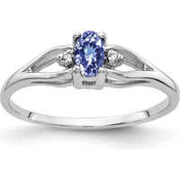 14K White Gold 5x3mm Oval Tanzanite and Diamond Ring with Round Diamonds - 0.27 Carat Tanzanite Weight, 0.01 Carat Diamond Weight by Monteluci Fine Jewelry