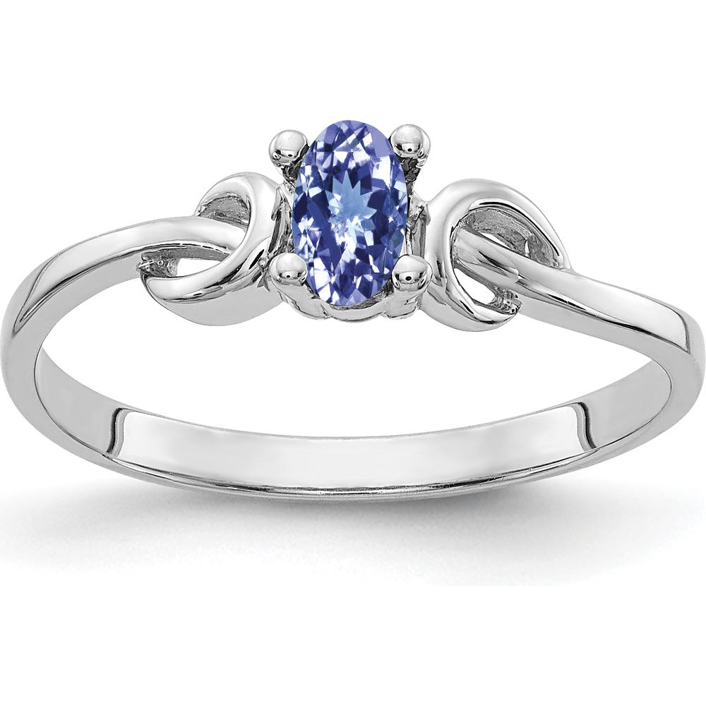 14K White Gold 5x3mm Oval Tanzanite Ring - 0.270 Carat Total Gemstone Weight by Monteluci Fine Jewelry