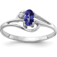 14K White Gold 5x3mm Oval Tanzanite with Round Diamond Ring - 0.282 Carat Total Gemstone Weight by Monteluci Fine Jewelry