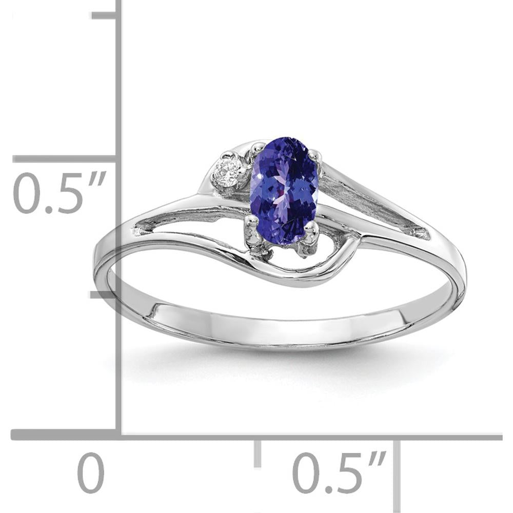 14K White Gold 5x3mm Oval Tanzanite with Round Diamond Ring - 0.282 Carat Total Gemstone Weight by Monteluci Fine Jewelry