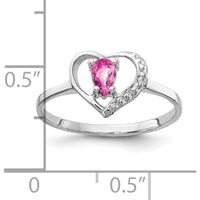 14K White Gold 5x3mm Pear Pink Sapphire and Diamond Ring with Milgrain Detail by Monteluci Fine Jewelry
