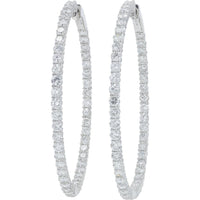 14K White Gold 6.11 Carat Inside - Out Diamond Hoops - 6.11 Carat Total Diamond Weight