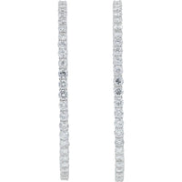 14K White Gold 6.11 Carat Inside - Out Diamond Hoops - 6.11 Carat Total Diamond Weight