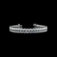 14K White Gold 6.11 Carats Marquise Cut Lab Diamond Tennis Bracelet with Inclined Prong Setting - 38 Stones D VS1 - Covaloro Fine Jewelry