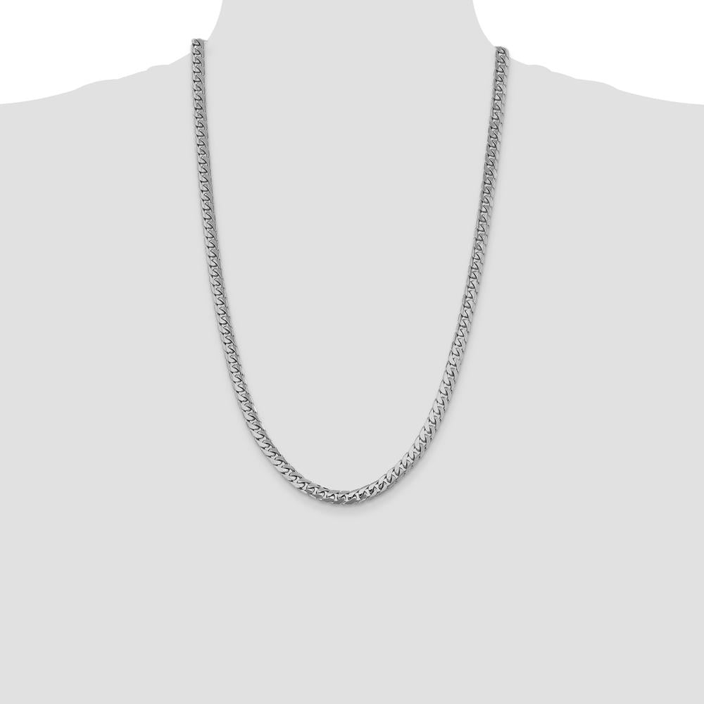 14K White Gold 6.25mm Solid Miami Cuban Chain - 26in Length by Oro Pregiato