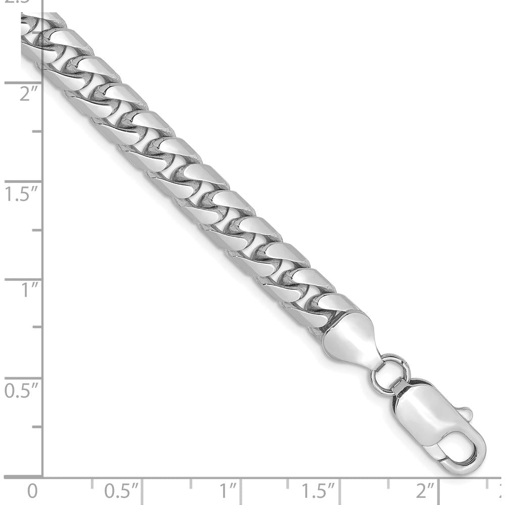 14K White Gold 6.25mm Solid Miami Cuban Chain Bracelet - Rhodium Plated, 9-inch Length by Oro Pregiato