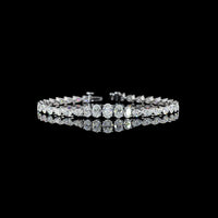 14K White Gold 6.34 Carat Graduated Oval and Pear Cut Lab Diamond Riviera Bracelet - E-F VS Clarity Prong Set - Covaloro Fine Jewelry