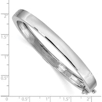 14K White Gold 6.3mm Polished Solid Hinged Oval Bangle Bracelet by Oro Pregiato