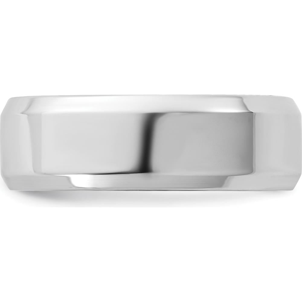14K White Gold 6.5mm Bevel Edge Comfort Fit Wedding Band - Size 10 by 0