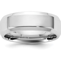 14K White Gold 6.5mm Bevel Edge Comfort Fit Wedding Band by 0
