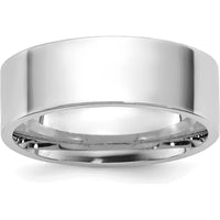 14K White Gold 6.5mm Comfort Fit Flat Wedding Band - Size 10 by Luciano & Cie