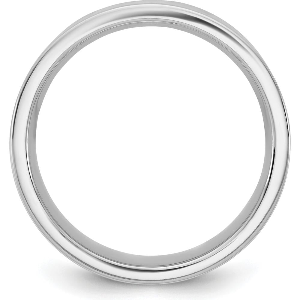 14K White Gold 6.5mm Comfort Fit Flat Wedding Band - Size 10 by Luciano & Cie