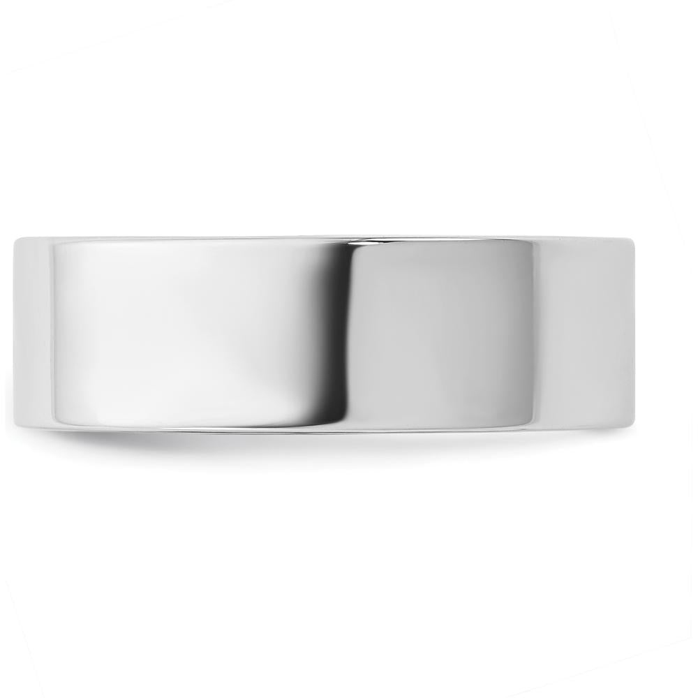 14K White Gold 6.5mm Comfort Fit Flat Wedding Band - Size 10 by Luciano & Cie