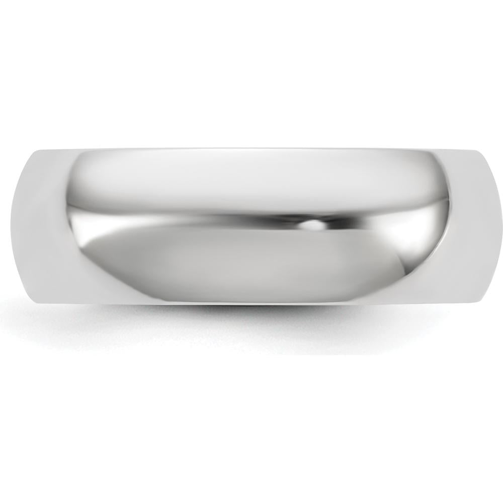 14K White Gold 6.5mm Comfort Fit Wedding Band - Polished Finish, Rhodium Plated by 0