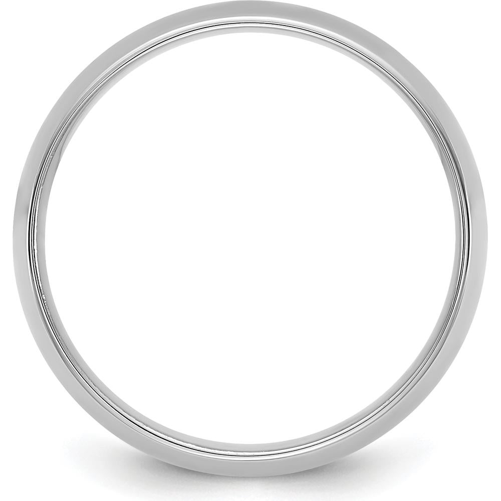 14K White Gold 6.5mm Comfort Fit Wedding Band - Polished Rhodium Finish, Size 7 by 0