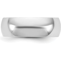 14K White Gold 6.5mm Comfort Fit Wedding Band - Polished Rhodium Finish, Size 7 by 0