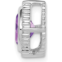 14K White Gold 6.5mm Cushion Amethyst Beaded Edge Pendant - 1.1 Carat Total Gemstone Weight by Lumare Gioia