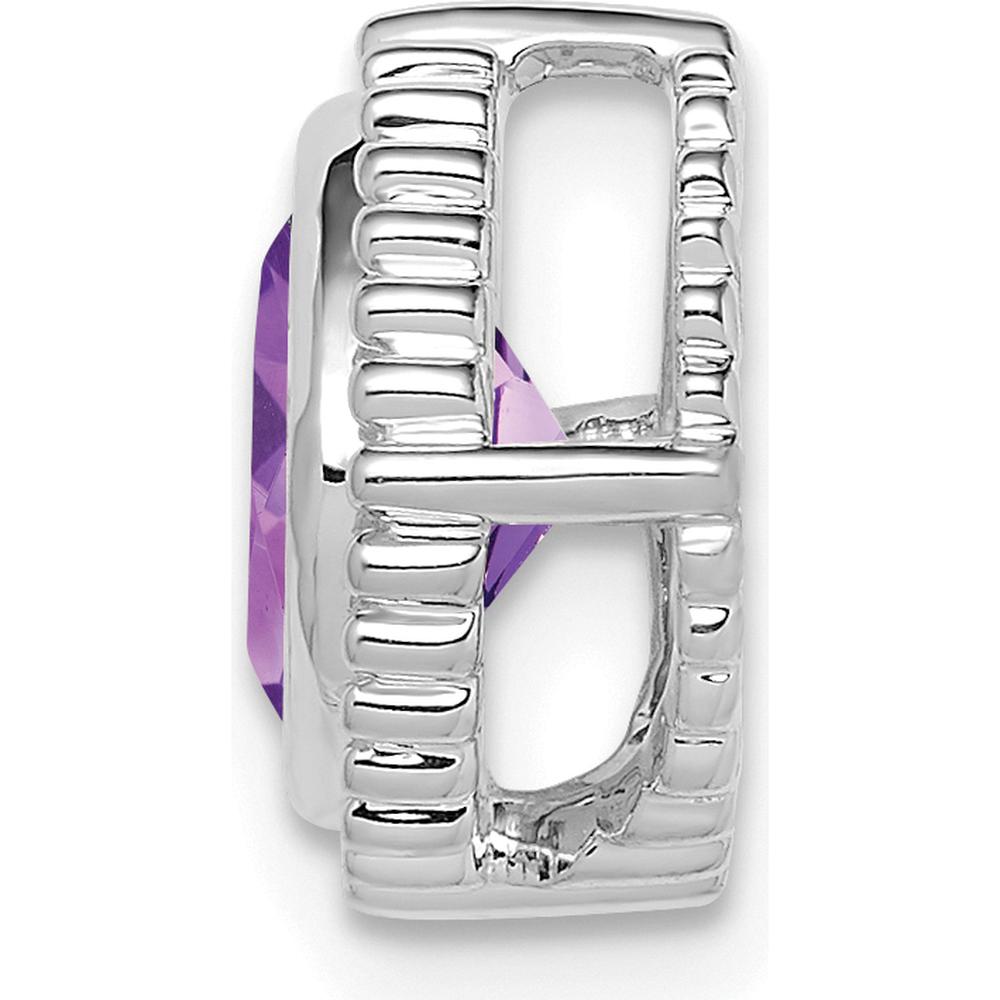 14K White Gold 6.5mm Cushion Amethyst Beaded Edge Pendant - 1.1 Carat Total Gemstone Weight by Lumare Gioia