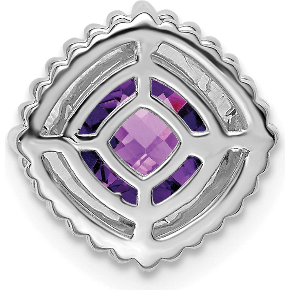 14K White Gold 6.5mm Cushion Amethyst Beaded Edge Pendant - 1.1 Carat Total Gemstone Weight by Lumare Gioia