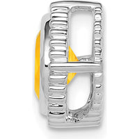 14K White Gold 6.5mm Cushion Citrine Beaded Edge Pendant - 1 Carat Natural Citrine by Lumare Gioia