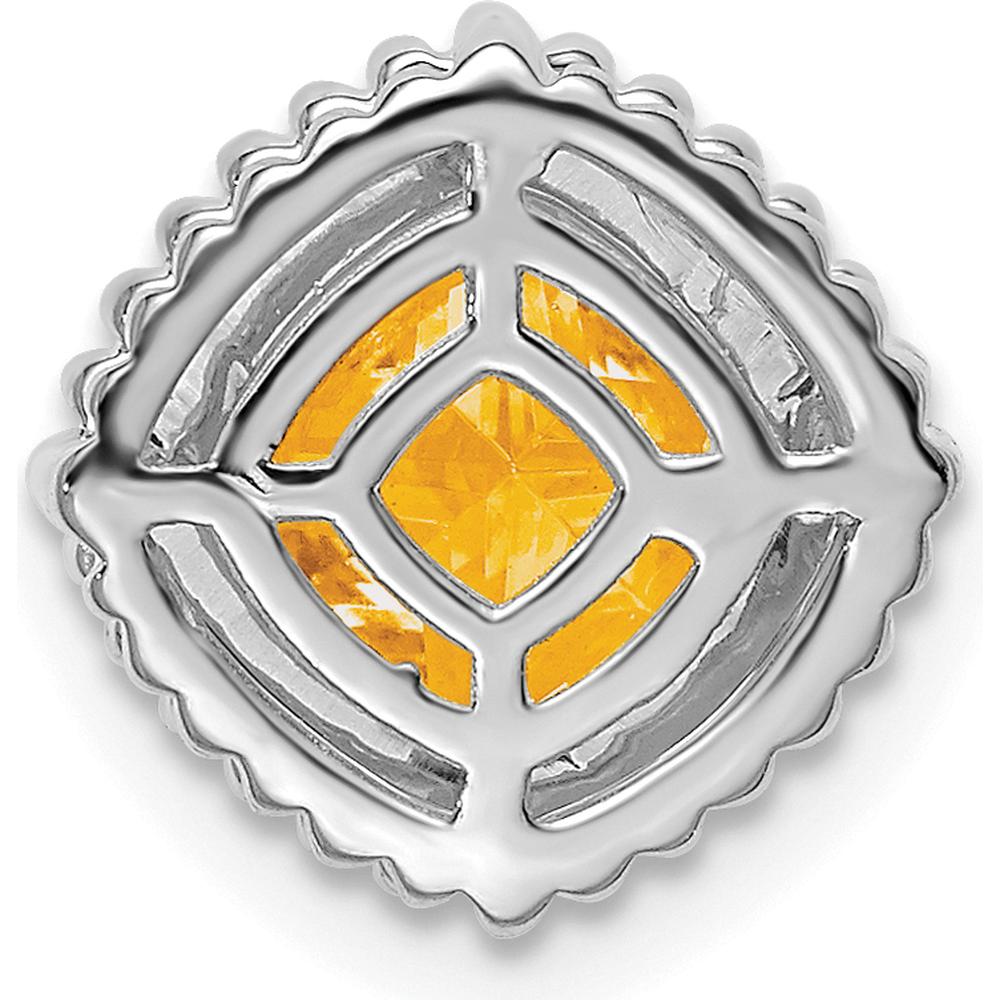 14K White Gold 6.5mm Cushion Citrine Beaded Edge Pendant - 1 Carat Natural Citrine by Lumare Gioia