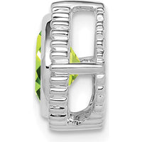 14K White Gold 6.5mm Cushion Peridot Beaded Edge Pendant - 1.2 Carat Natural Peridot by Lumare Gioia