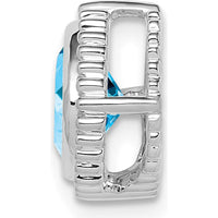 14K White Gold 6.5mm Cushion Swiss Blue Topaz Beaded Edge Pendant - 1.35 Carat Total Gem Weight by Lumare Gioia