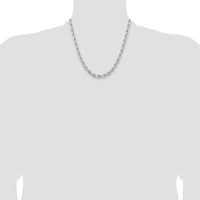 14K White Gold 6.5mm Diamond-Cut Rope Chain Necklace with Fancy Lobster Clasp - 20"