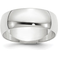 14K White Gold 6.5mm Domed Half Round Band - Solid Polished Wedding Ring by Luciano & Cie