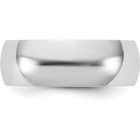 14K White Gold 6.5mm Domed Half Round Band - Solid Polished Wedding Ring by Luciano & Cie