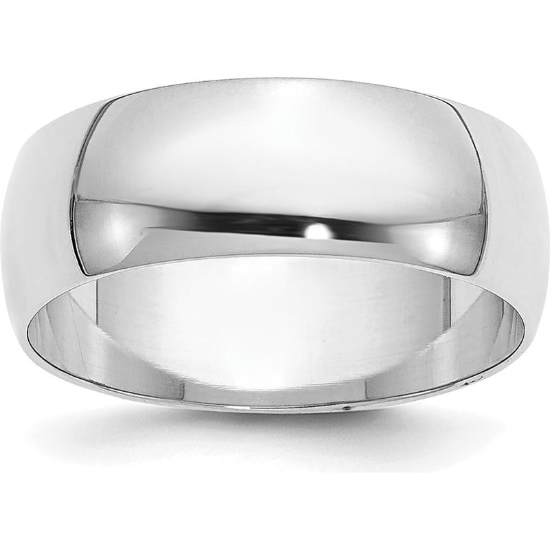 14K White Gold 6.5mm Domed Polished Half Round Wedding Band - Engravable, Unisex Design by Luciano & Cie