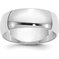 14K White Gold 6.5mm Half Round Domed Wedding Band - Polished Finish by Luciano & Cie