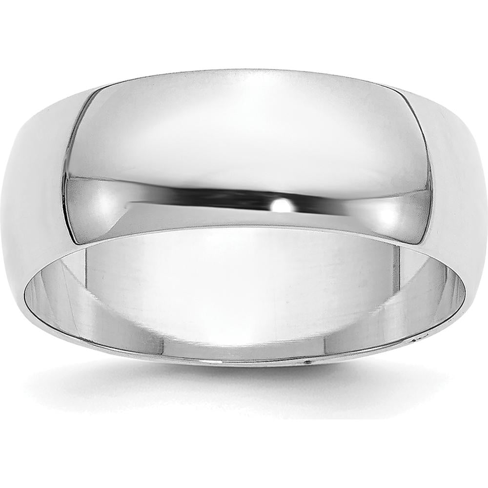 14K White Gold 6.5mm Half Round Domed Wedding Band - Polished Finish by Luciano & Cie