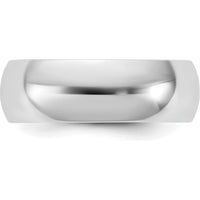 14K White Gold 6.5mm Half Round Domed Wedding Band - Polished Finish by Luciano & Cie
