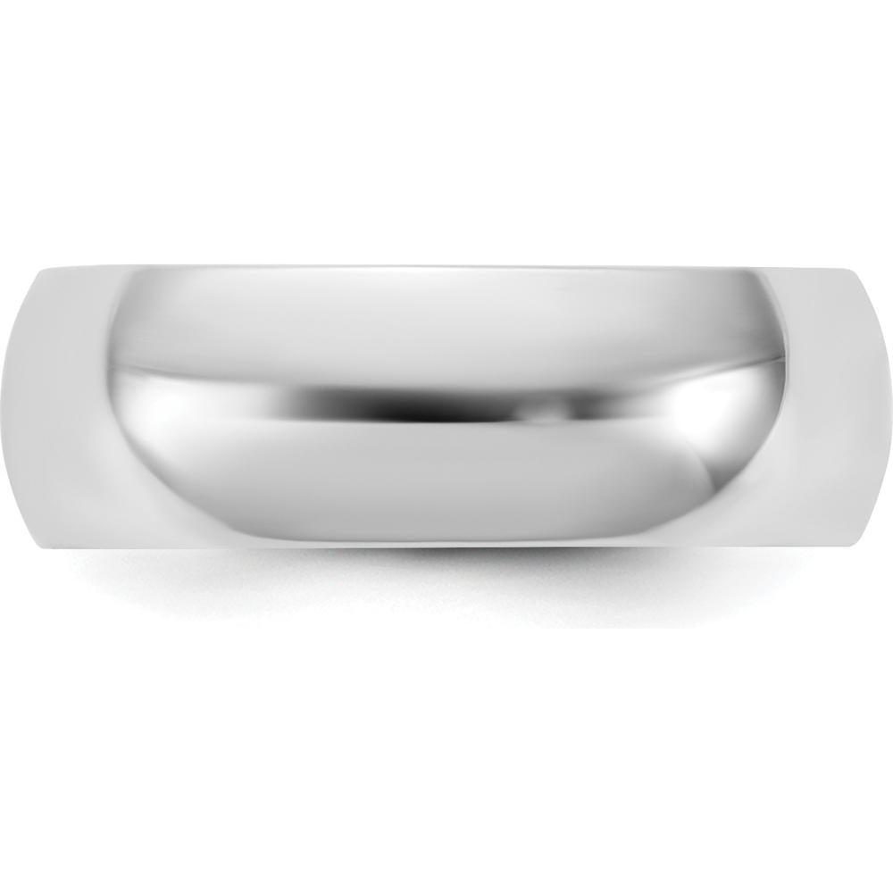 14K White Gold 6.5mm Half Round Domed Wedding Band - Polished Finish by Luciano & Cie