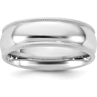 14K White Gold 6.5mm Milgrain Comfort Fit Wedding Band Ring - Engravable Design by Luciano & Cie