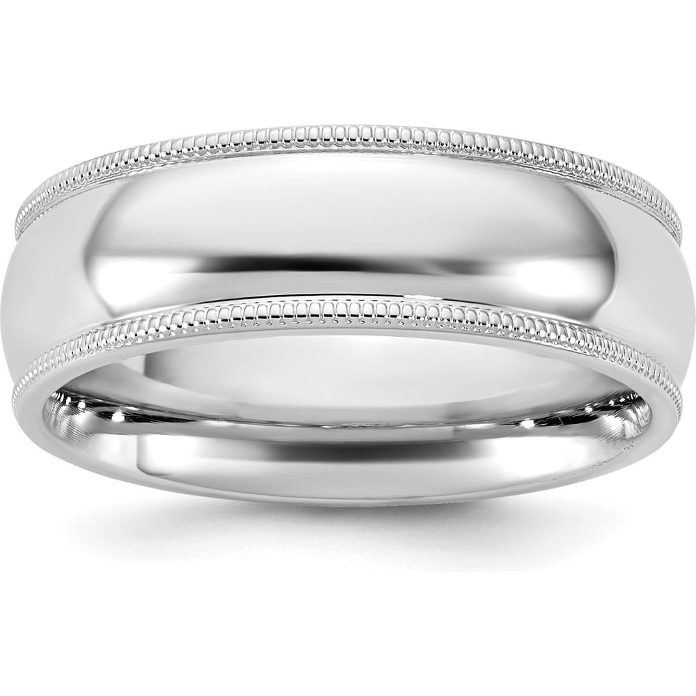 14K White Gold 6.5mm Milgrain Comfort Fit Wedding Band Ring - Engravable Design by Luciano & Cie