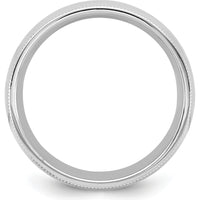 14K White Gold 6.5mm Milgrain Comfort Fit Wedding Band Ring - Engravable Design by Luciano & Cie