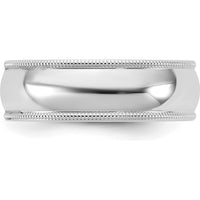 14K White Gold 6.5mm Milgrain Comfort Fit Wedding Band Ring - Engravable Design by Luciano & Cie