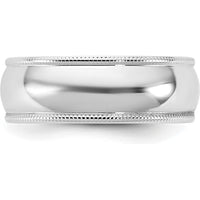 14K White Gold 6.5mm Milgrain Half Round Wedding Band - Solid Gold, Polished Finish by Luciano & Cie