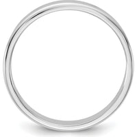 14K White Gold 6.5mm Polished Flat Band Ring - Unisex, Engravable by Luciano & Cie