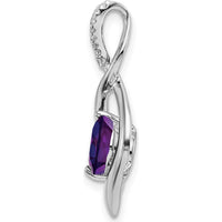 14K White Gold 6.5mm Round Amethyst Pendant with Diamond Accents - 1.03 Carat Total Amethyst Weight by Lumare Gioia