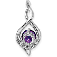 14K White Gold 6.5mm Round Amethyst Pendant with Diamond Accents - 1.03 Carat Total Amethyst Weight by Lumare Gioia