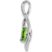14K White Gold 6.5mm Round Peridot and Diamond Pendant with 8 Round Diamonds by Lumare Gioia